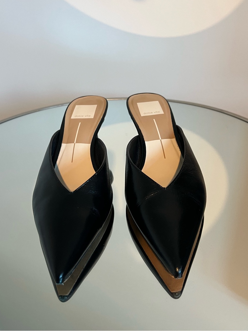 Dolce Vita Black Pointed Leather Mule